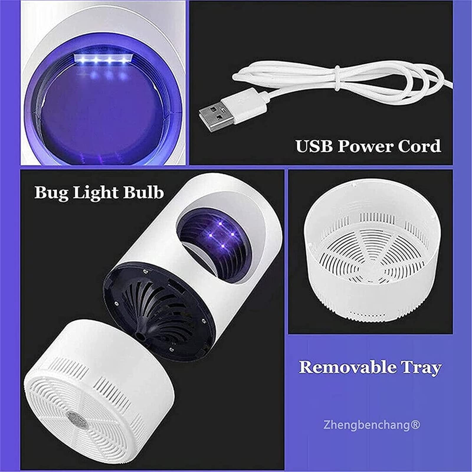 Lámpara LED para Matar Mosquitos, luz Nocturna UV, Repelente de Mosquitos, Trampa para Matar Moscas, Control de Insectos, Ventilador de succión, sin Zapper, lámpara atrapasueños Segura para niños, 36