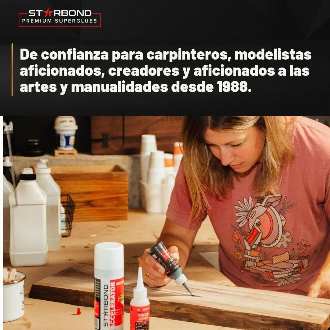 STARBOND Súper pegamento de cianoacrilato (CA) de grado premium por - KIT de recarga completo de 16 OZ (453 gramos) - Adhesivo de viscosidad súper rápido y delgado de 2 CPS para torneado de madera