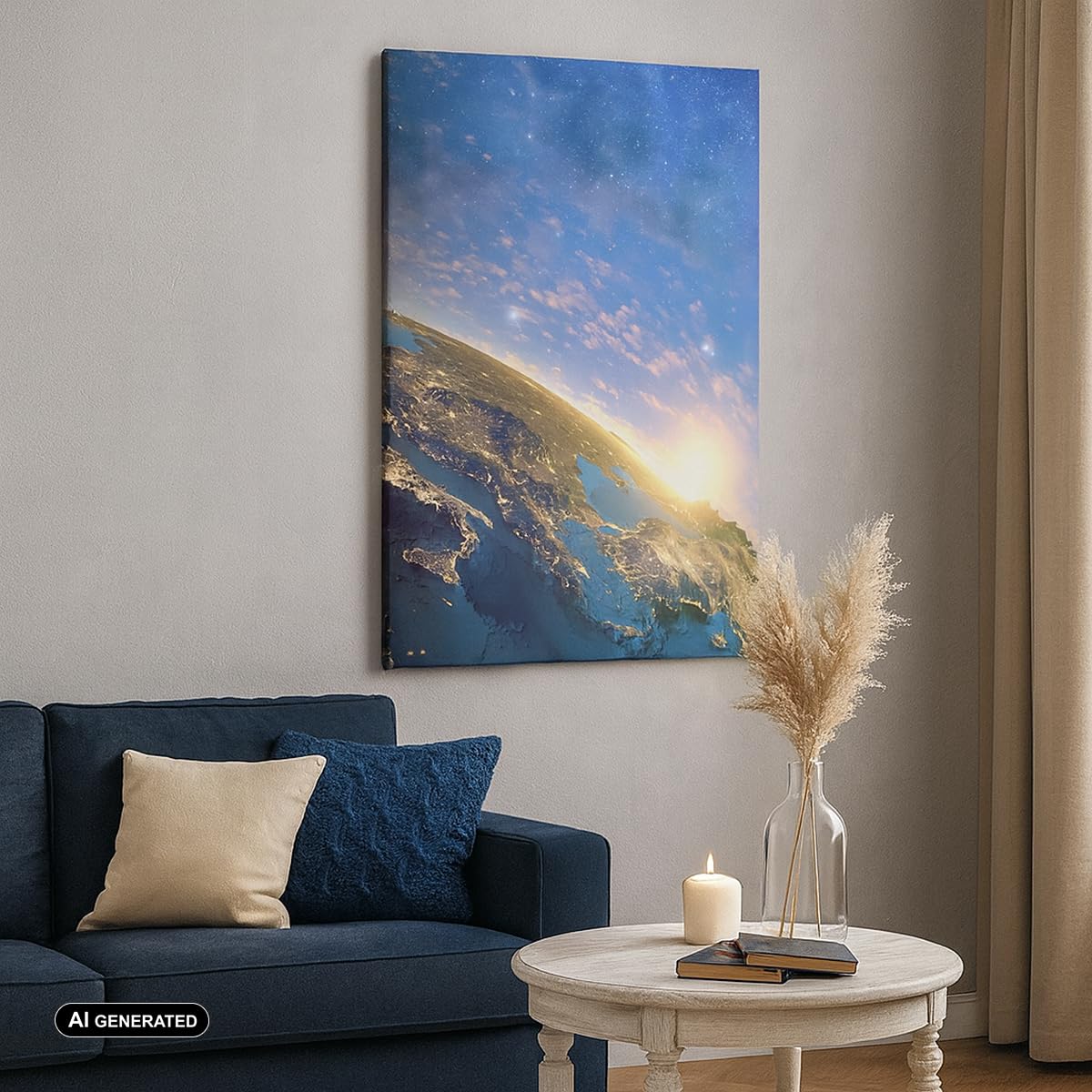 ARTTOR Moderno Quadro su Tela 50x70 cm Verticale Spazio Paesaggi - 3809