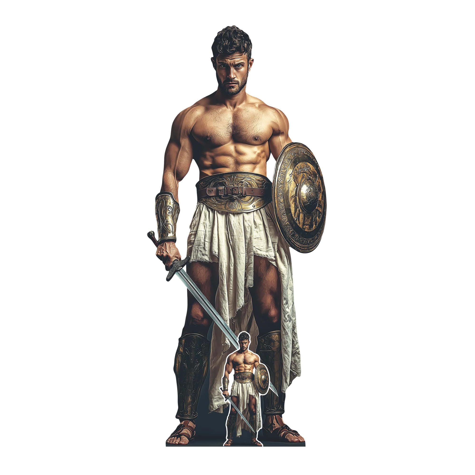 Roman Gladiator Cardboard Cutout/Standee/Standup includes mini cutout, 191cm x 81cm - suitable for historical displays, Roman events & parties