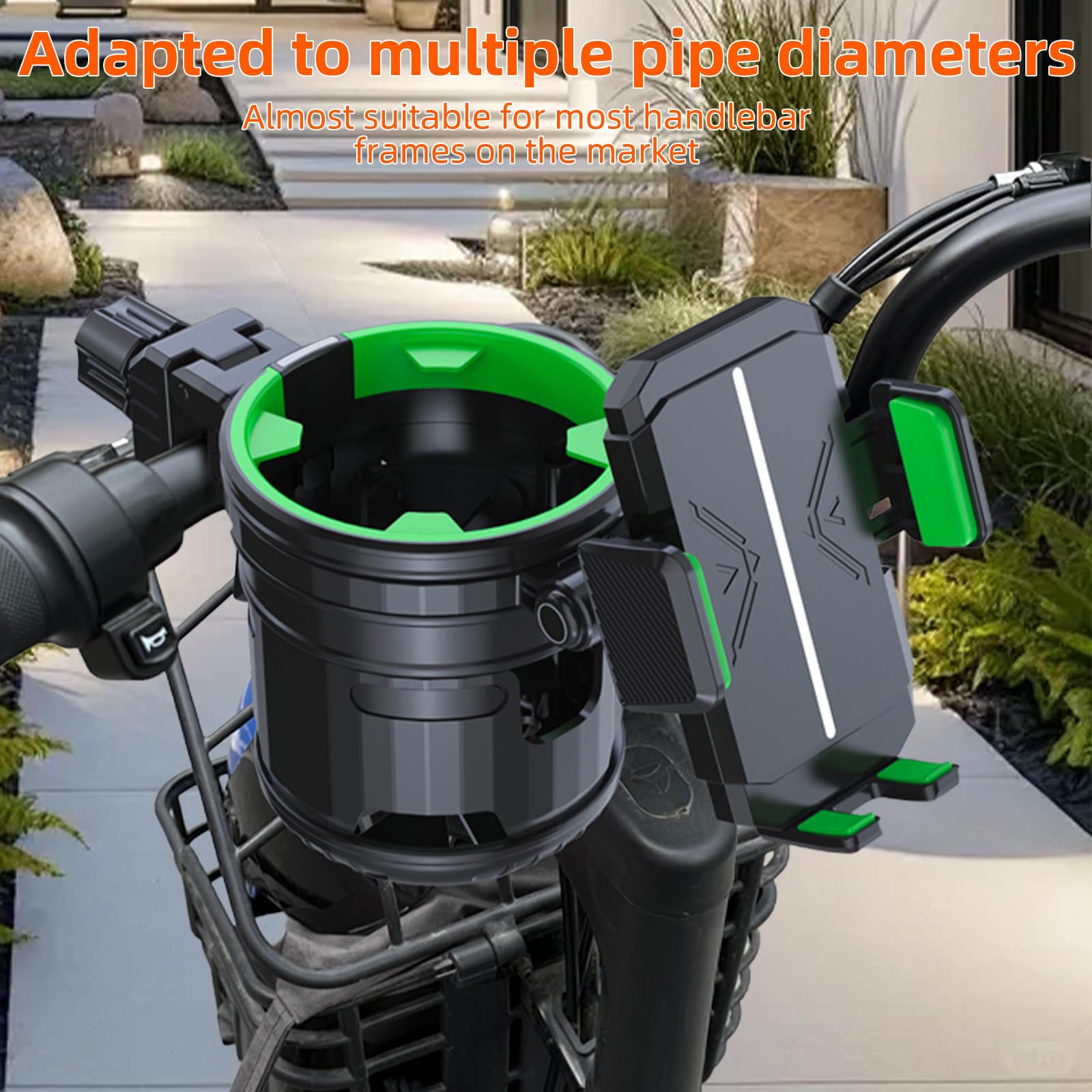 4-in-1 Universal Cup Holder for Stroller Bicycle, Wheelchair & Shopping Cart, Green - Image 4