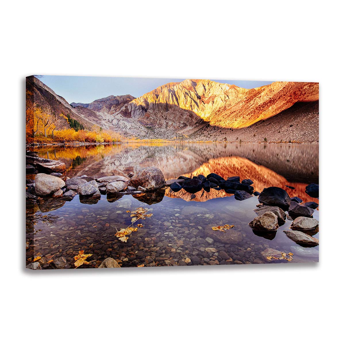 Art mural montagne lac automne tableau grand format pour decoration salon