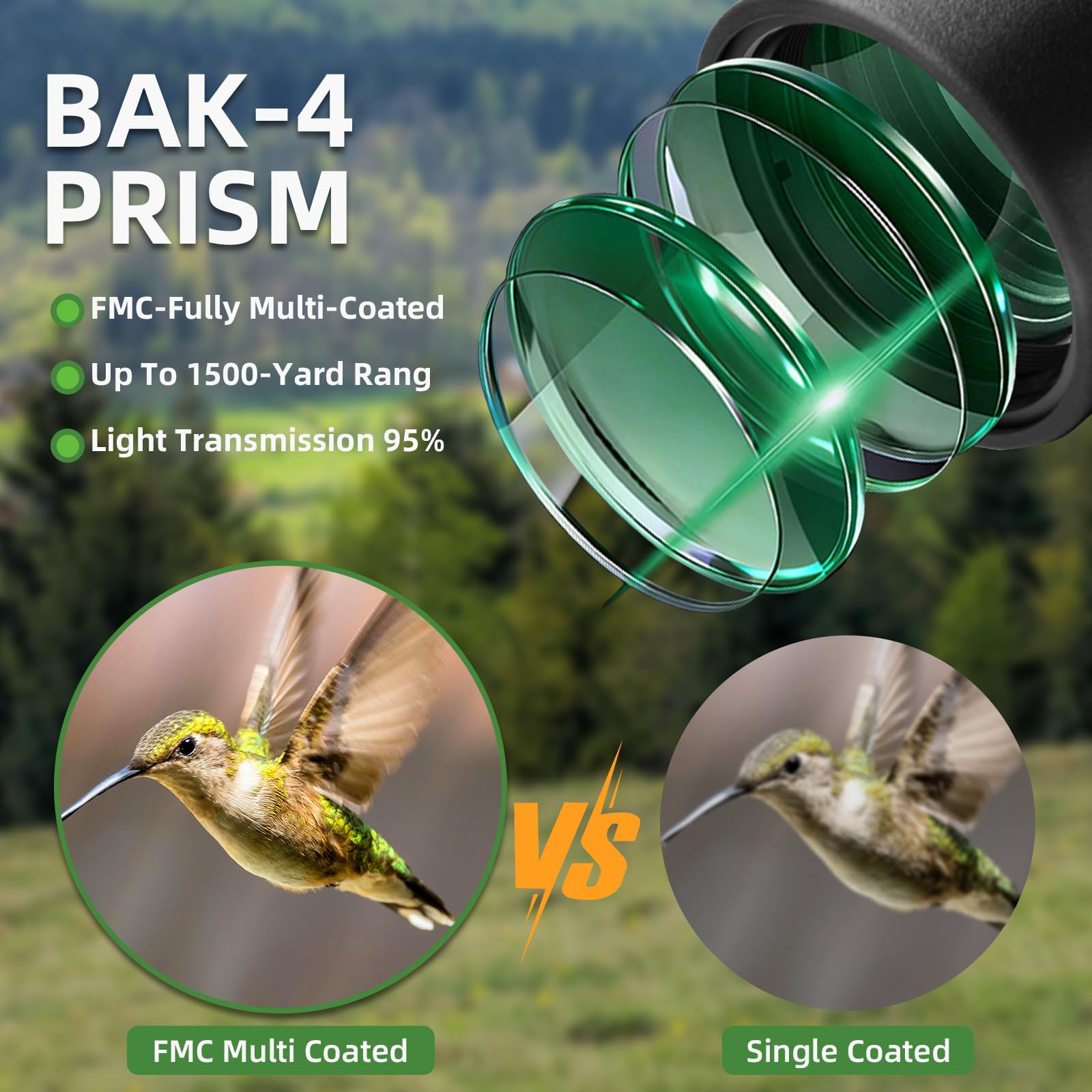 Actualisé 25-75X Longue Vue Puissante avec Adaptateur Téléphonique de Trépied et Sac de Transport - HD BAK4 Prisme FMC Lens pour Chasse, Le tir à la Cible et l'observation des Oiseaux (25-75X)