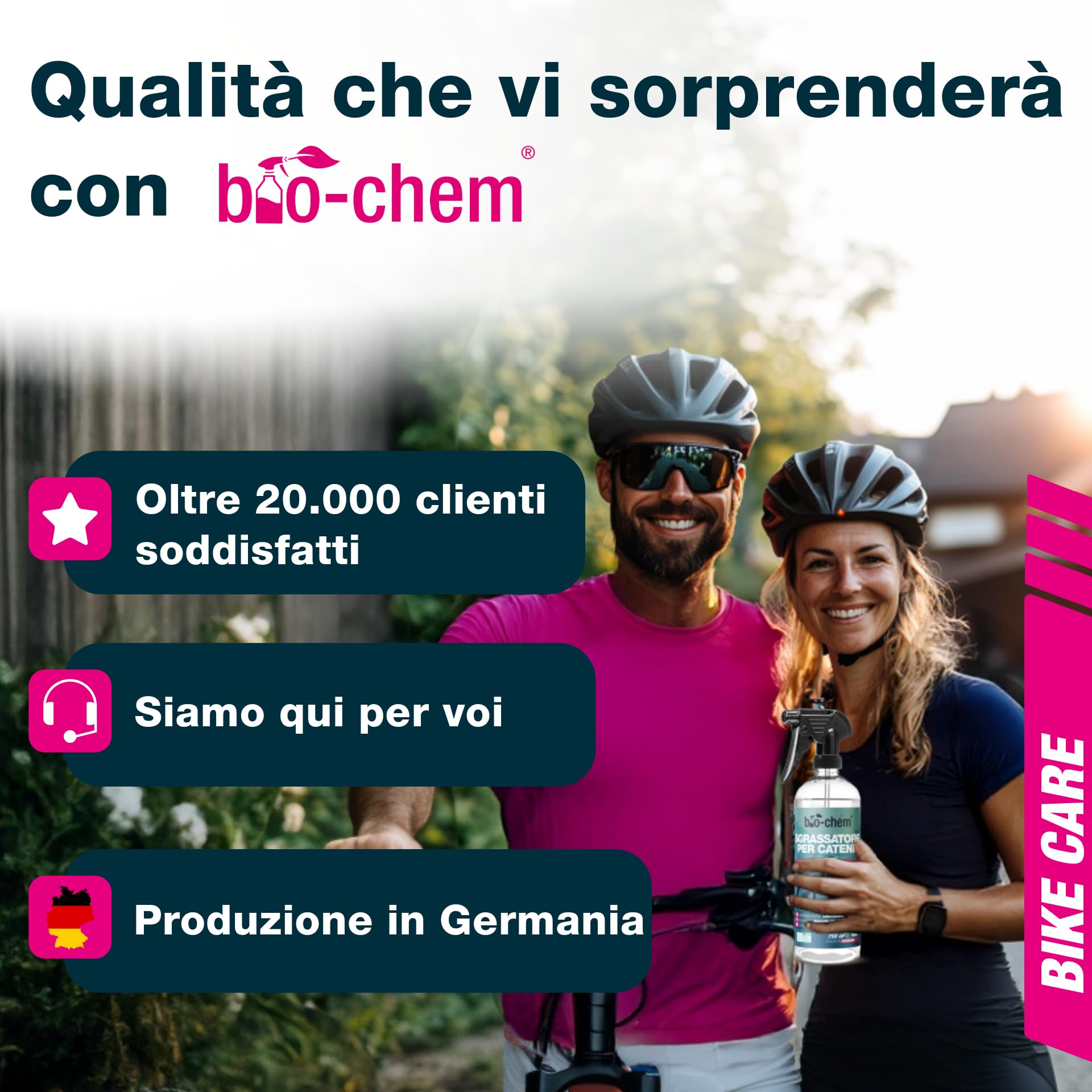 bio-chem Kit 9 prodotti per la cura e la pulizia di biciclette + accessori | Prodotti per la pulizia dei telai delle bici da corsa e delle catene - Accessori per bici inclusi - Scatola inclusa