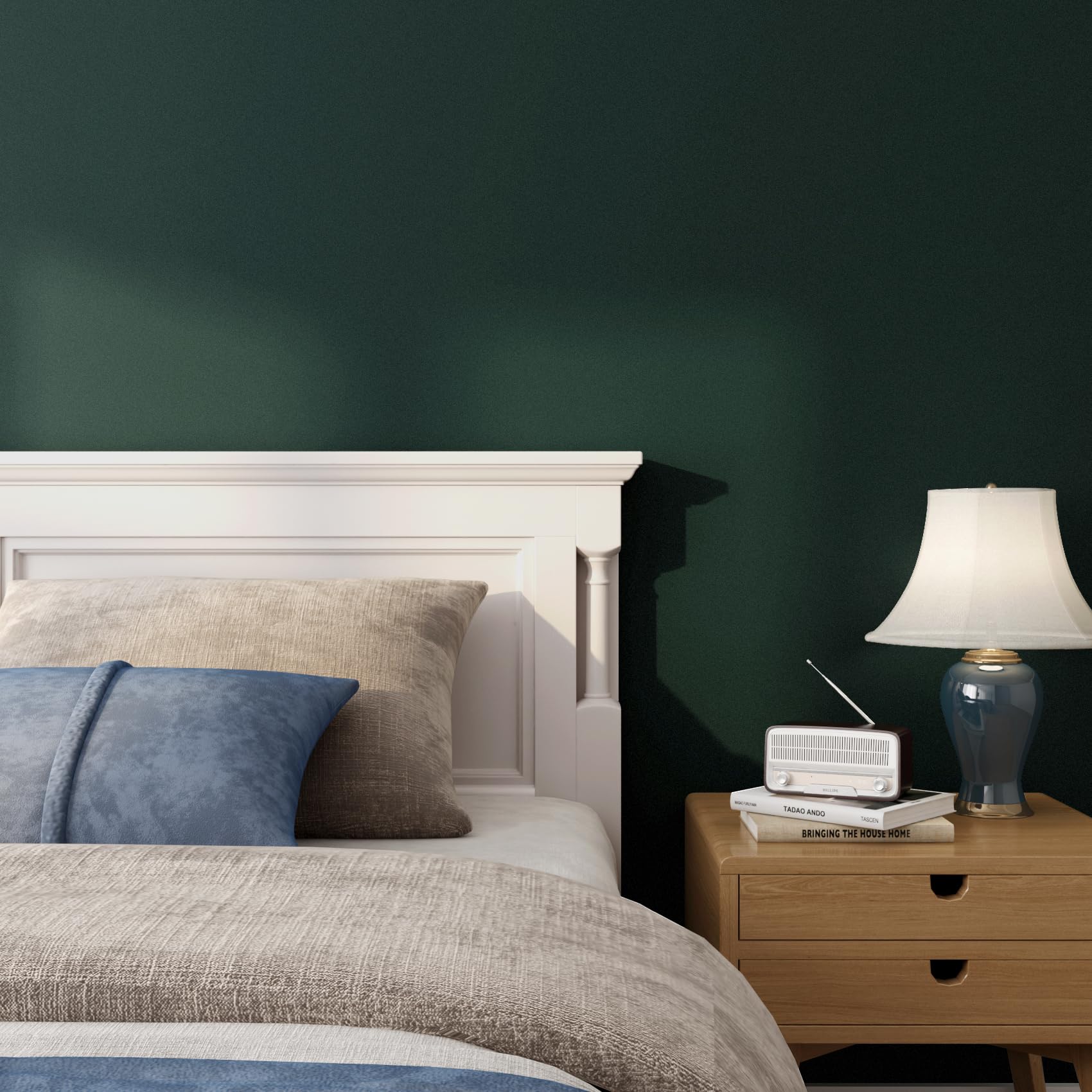 ReWallpaper Tapete Selbstklebend Grün 60cm×5m Klebefolie Möbel Matt Schrankfolien Selbstklebend Dunkel Grün Möbelfolie für Kinder Küche Schreibtisch Wand Tapeten Schlafzimmer Erwachsene