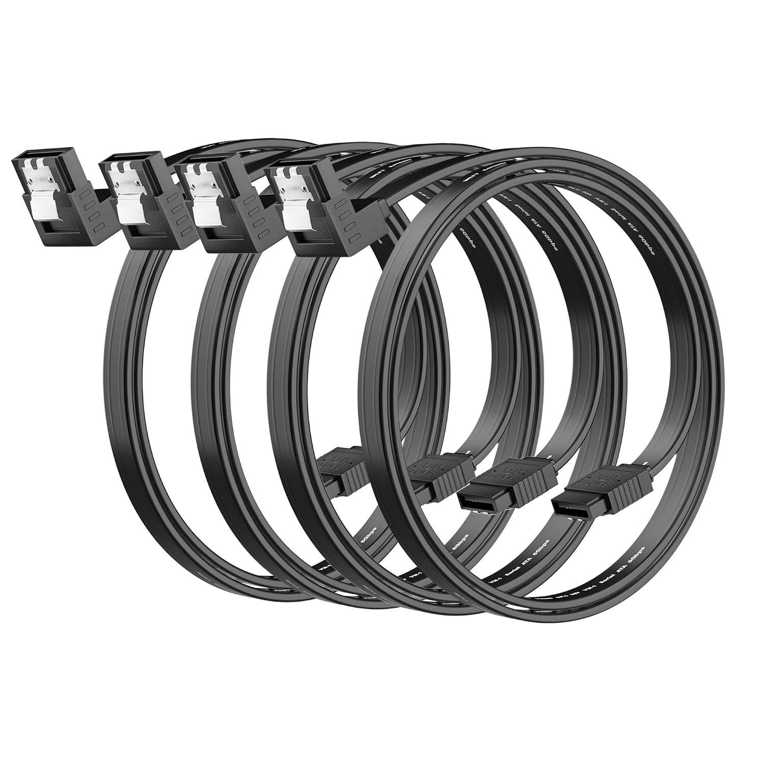 Cable SATA III 18 pulgadas, 4 unidades, conectores 7 pines ángulo 90° miniatura 1