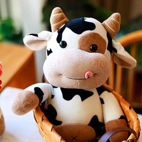 Miniatura 2 de YUCHNG Juguete de peluche de vaca de vaca de peluche lindo y suave de peluche de vaca muñeca de vaca de 12 pulgadas para niños pequeños (ganado