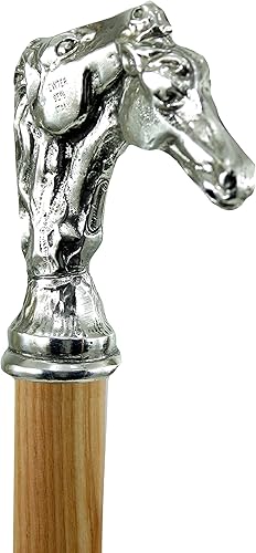 Miniatura 7 de Cavagnini - HandMade Italy Bastón de caminar hecho a mano en Italia, hecho a medida, madera y peltre macizo, mango de cabeza de caballo, para