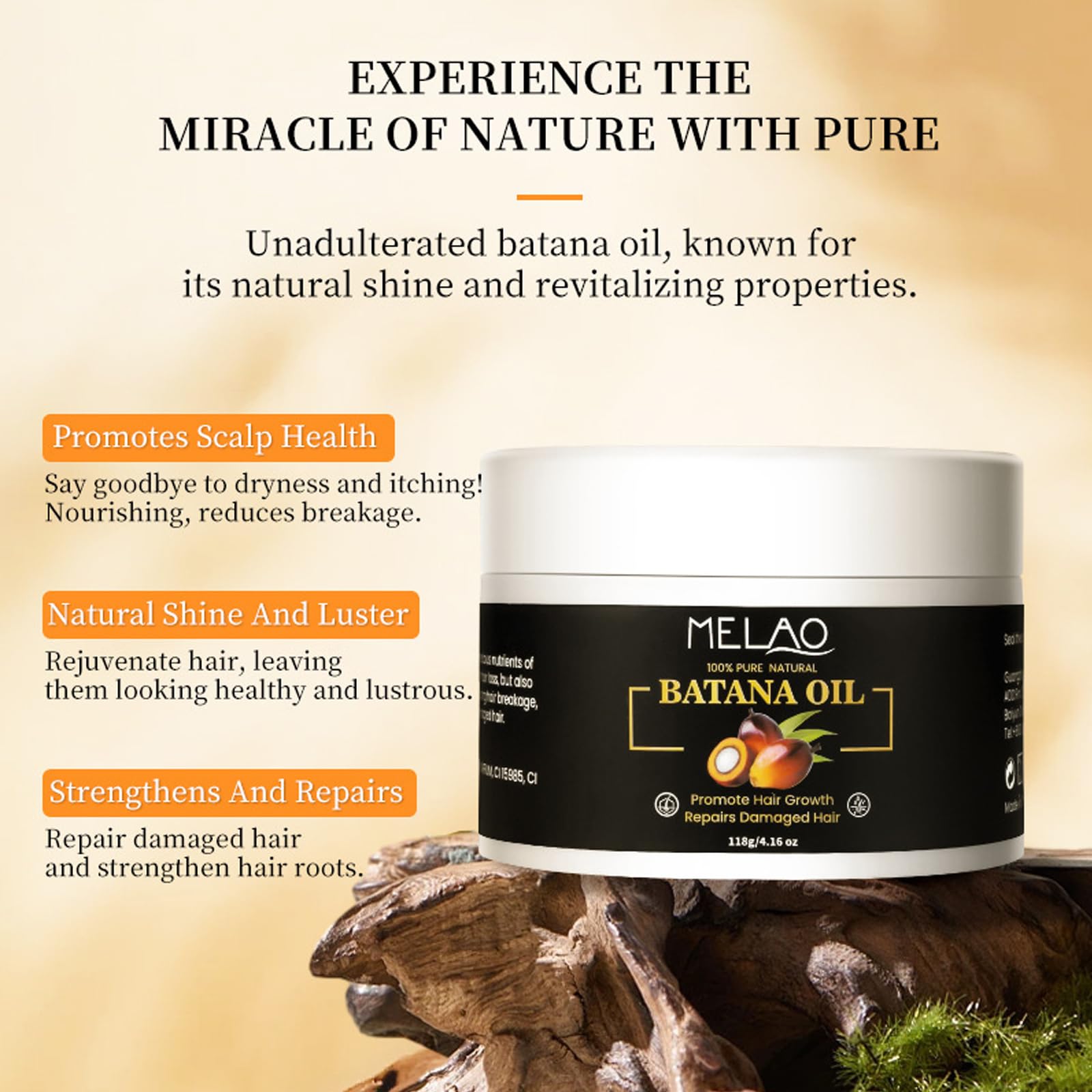 Raw Batana Oil for Hair Growth 100% Organic Pure Dr. Sebi Botana Oil, Repairs Damaged Hair Prevents Hair Loss - Image 2