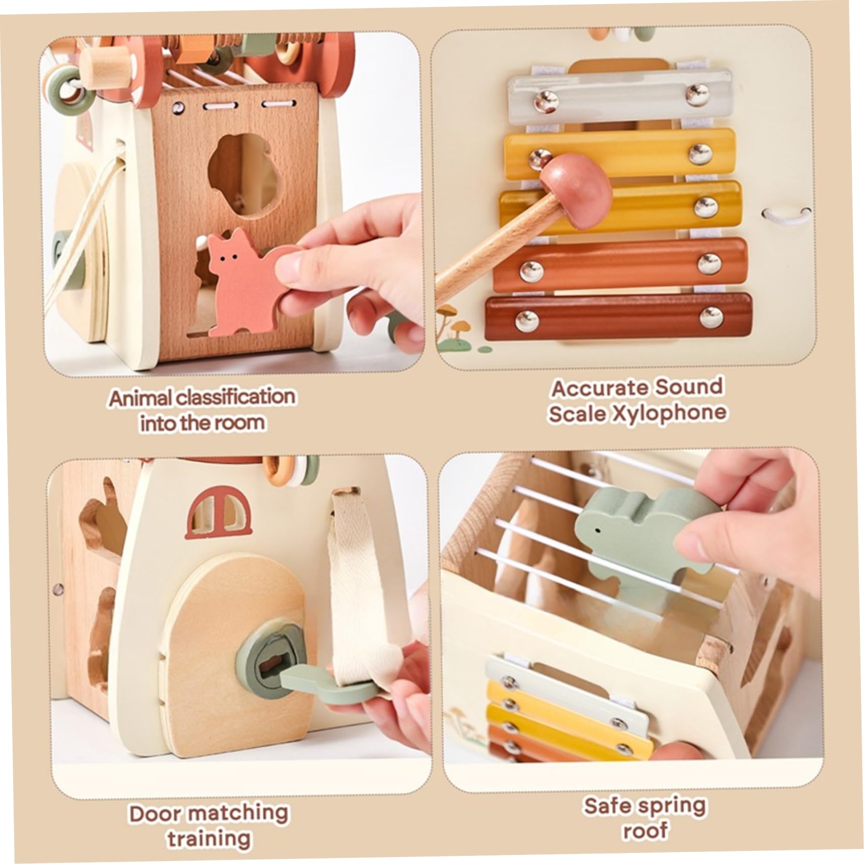 Jorzer Cubo dell'attività del Bambino, 5 su 1 Giocattoli per Bambini in Legno Educational Learning attività a Forma di Funghi cubo per Bambini Regali di Compleanno per e Ragazze