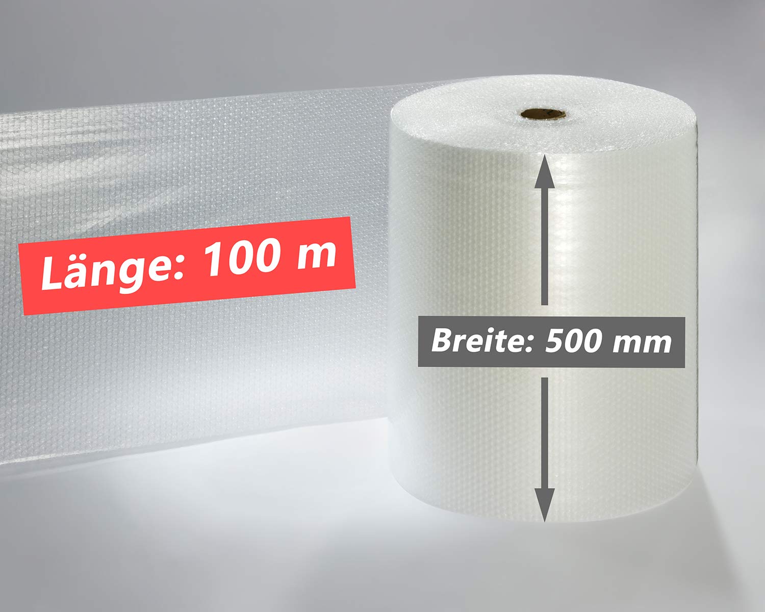 Luftpolsterfolie 50cm x 100m, Noppenfolie für Umzug, Verpackungsmaterial für Versand, 2 Rollen