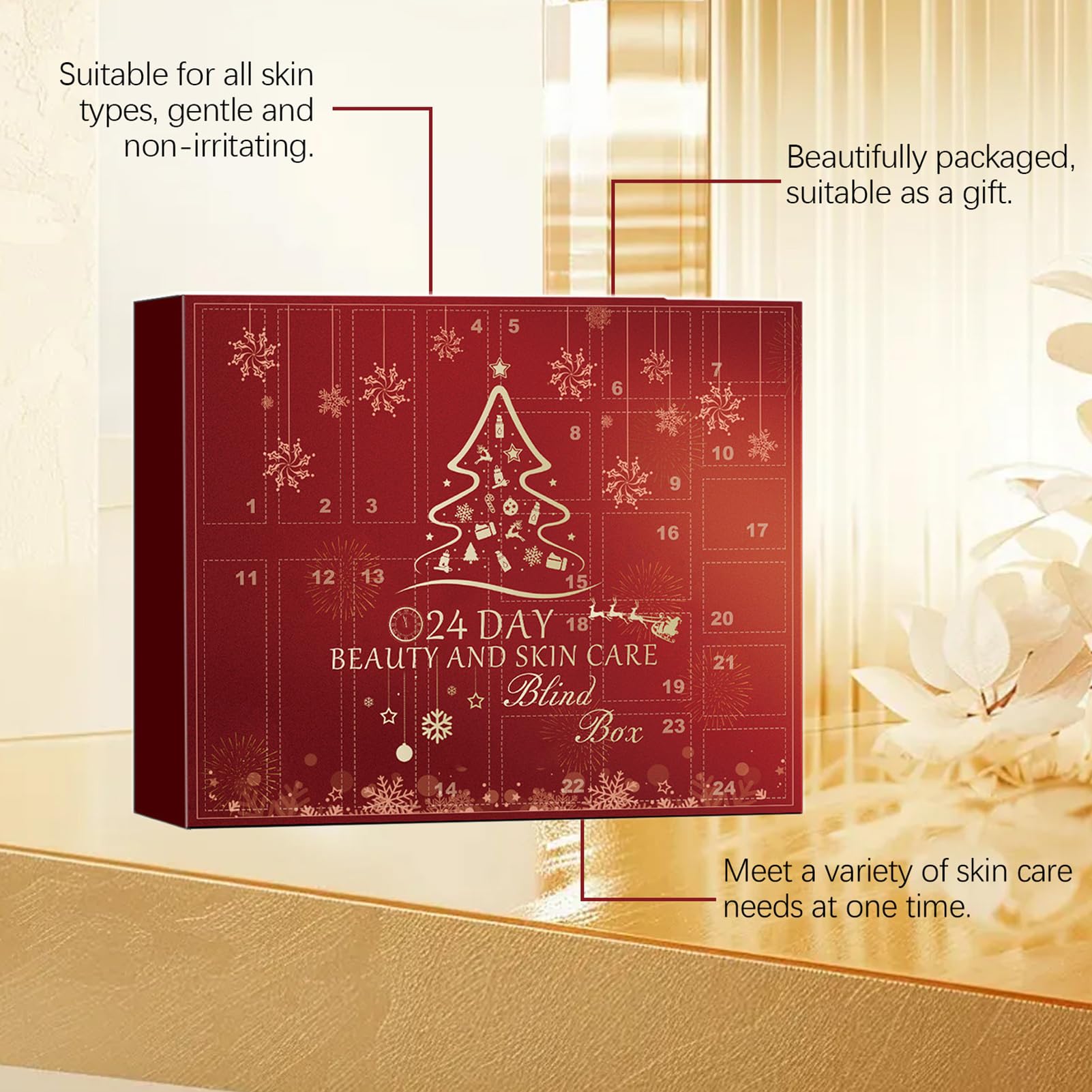 Christmas Beauty Adventskalender, Weihnachten 24 Tage Beauty Countdown | Kalender - Weihnachten Make-up Kit Hautpflege Box Weihnachten Countdown Kalender für Frauen