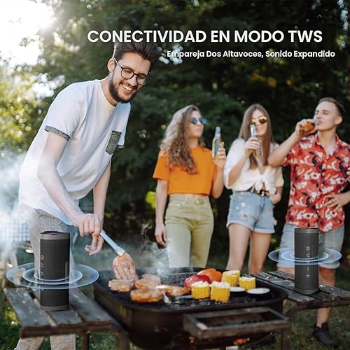 Miniatura 5 de Vanzon Altavoces Bluetooth, V40 Altavoz Bluetooth portátil inalámbrico con doble emparejamiento TWS, sonido estéreo de 24 W y tiempo de reproducción