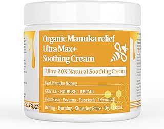 Manuka Honey Eczema Soothing Cream - Organic Ointment, for Hand, Body Eczema Relief, Hand Foot Tinea, Psoriasis, Dry, Itchy, Irritated Skin, Armpits, Itchy Feet, Bottom, Anal Itch, Adults, Children