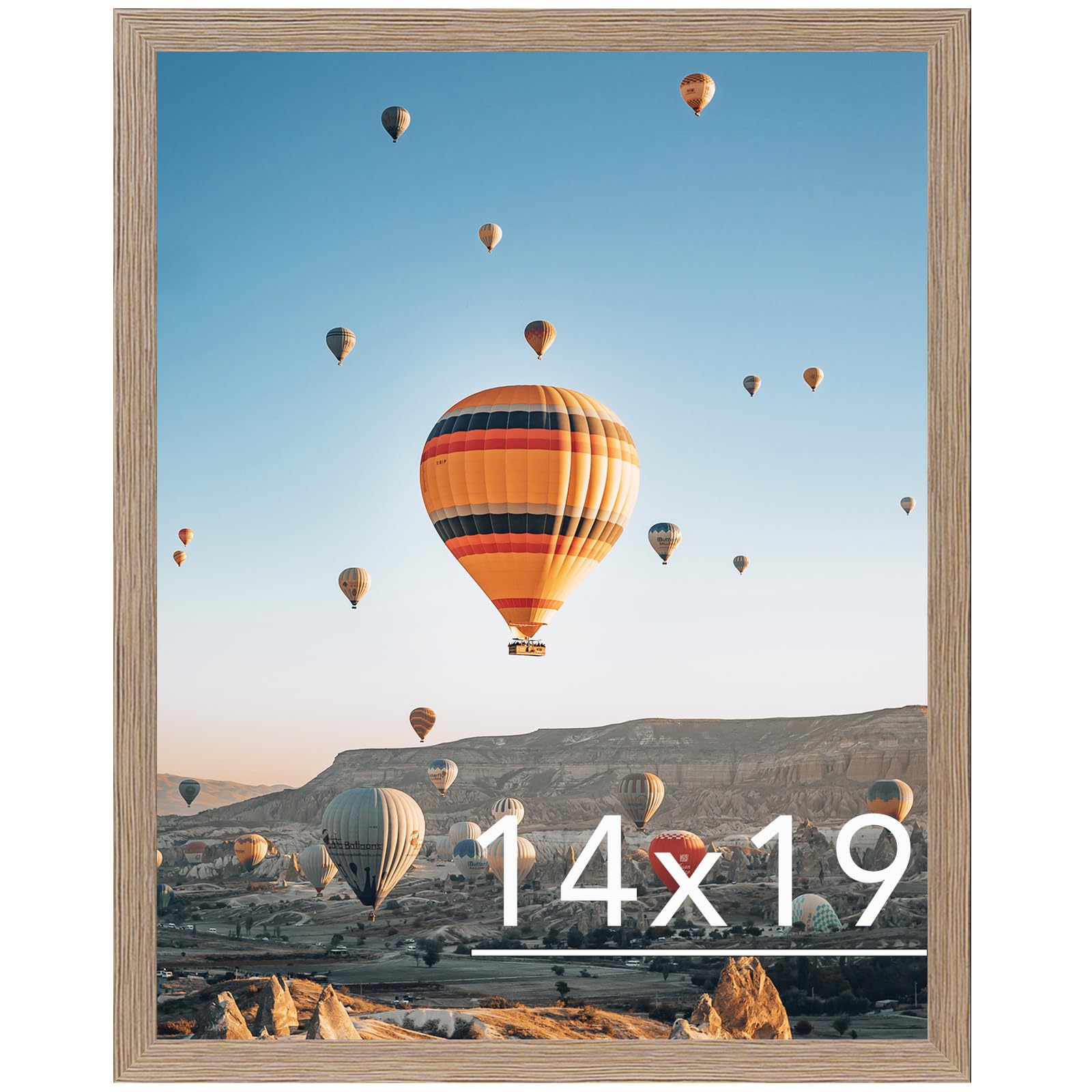 JCJMY 14x19 Picture Frame for Poster Photo Picture, Horizontal and Vertical Formats for Wall Hanging, 14 x 19 Wall Gallery Poster Photo Frame with Shatter Resistant Plexiglass, Rustic Brown