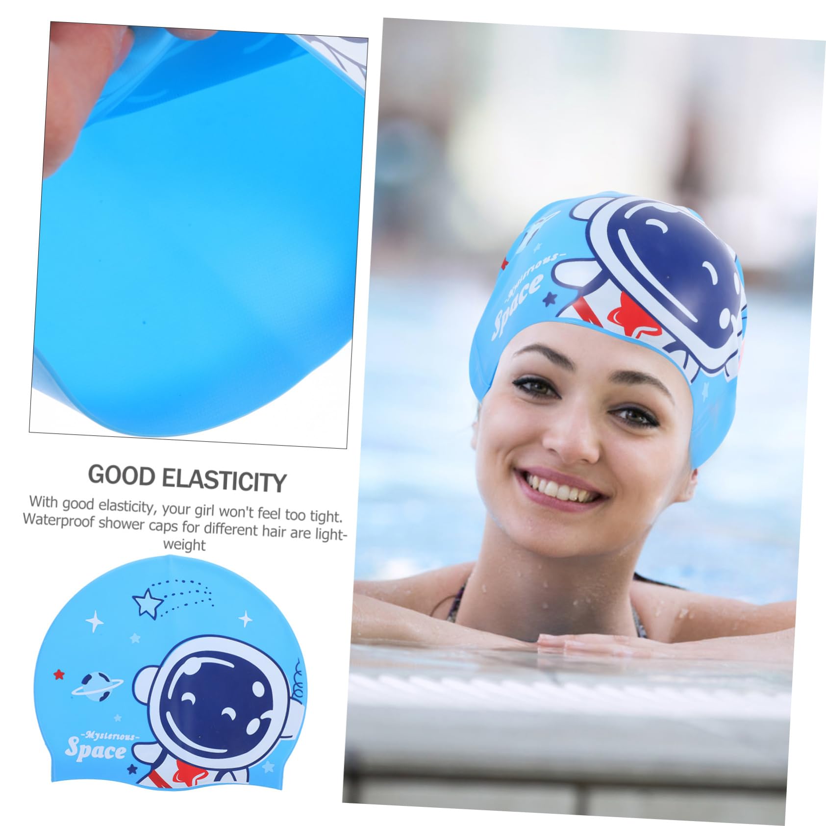 3pièces Bonnet De Bain Silicone pour Garçon Fille Casquette De Natation Cartoon pour Et Étanche Et Souple pour Leçons De Natation Bain