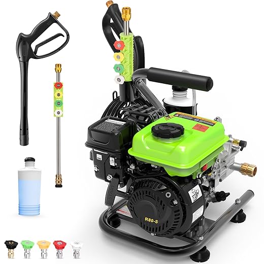 3500PSI Gas Pressure Washer 2.4GPM Gas Power Washer 79CC Gas Powered Washing Machine Commercial High Pressure Washer with 25ft Hose&5 Nozzles for Patio Garden Yard Vehicle,EPA/CARB/ETL