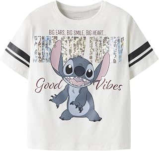 NAME IT Girls Nkfdymi Stitch SS Nreg Top Box Noos Wdi 146 - 152 Cloud Dancer
