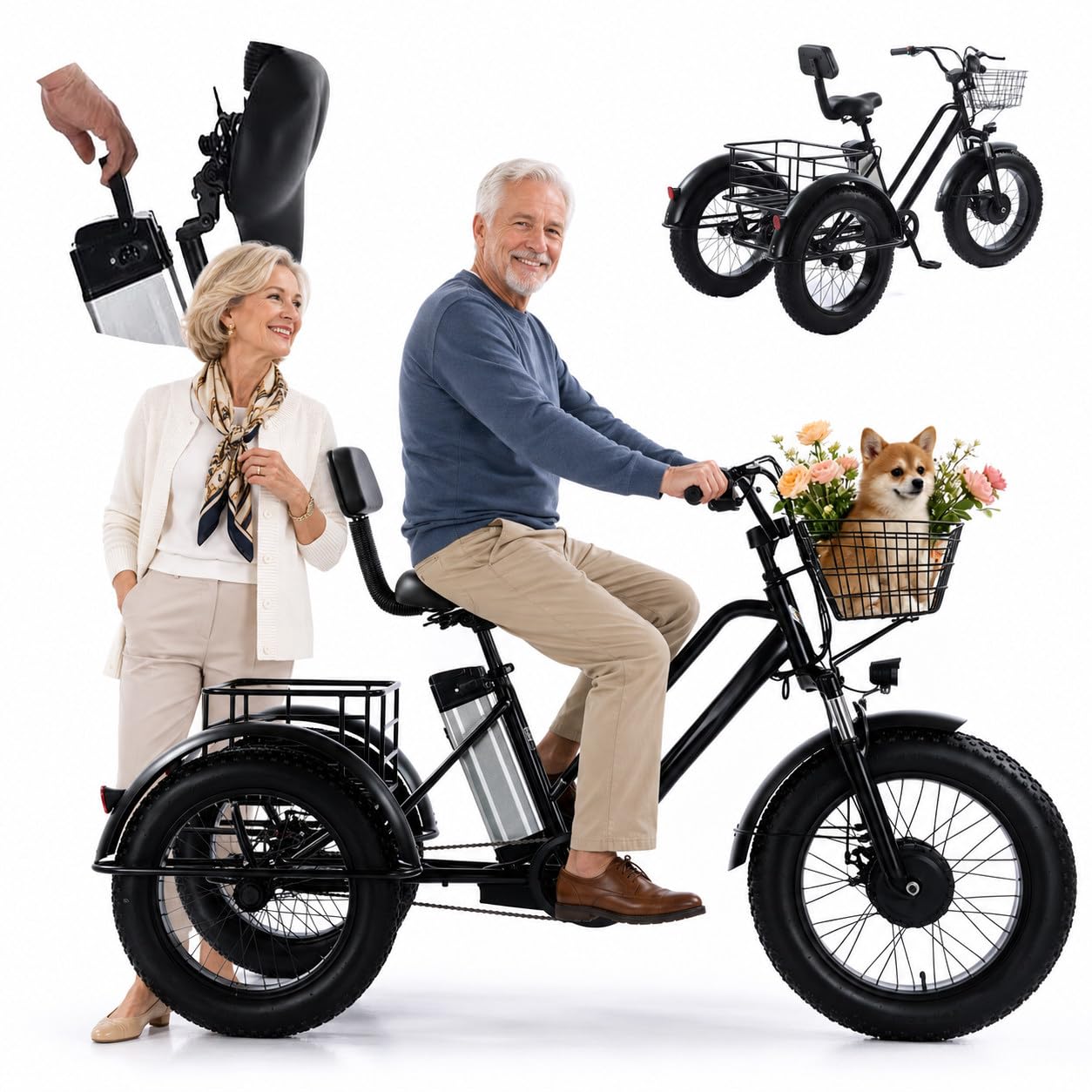 Tricycle électrique pour Adultes – Capacité De Charge 200Kg