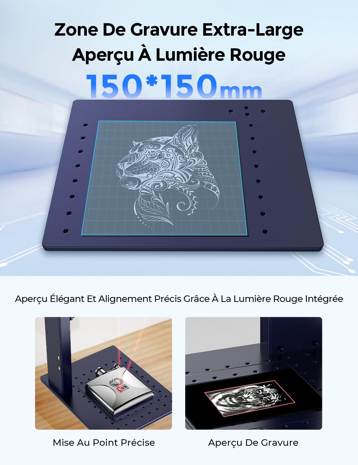 GWEIKE G2 Pro Graveur Laser à Fibre 30W avec Gravure 3D & en Profondeur, Machine de Gravure Laser Rapide 15000 mm/s, Surface de Travail 150×150 mm, Graveur Portable pour Bijoux, Métal, Cuir