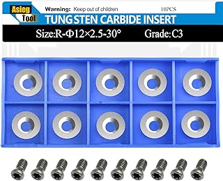 Asieg Tool Ci3 R1 12mm Round Carbide Inserts Cutters Knifes Indexable Replacement High Strength Fits For Popular DIY Woodworking Lathe Wood Turning Finisher Hollower Tools 10pc