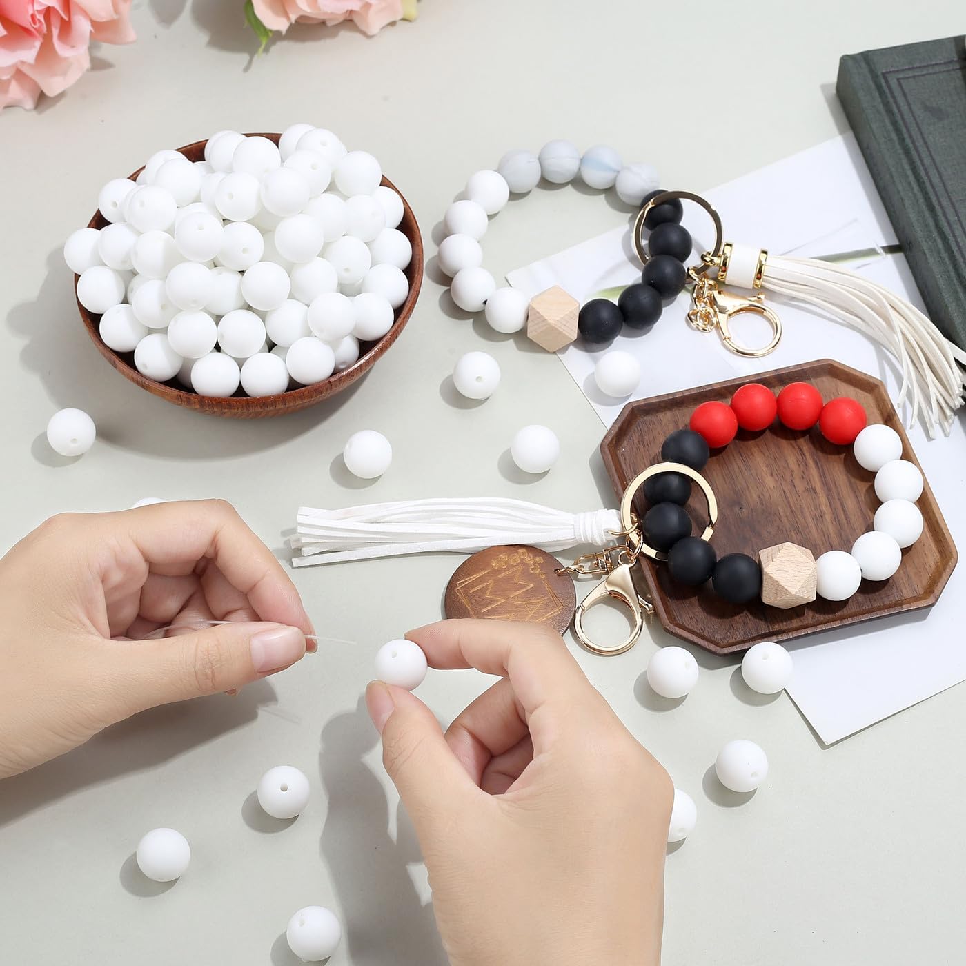 ZHIYUXI 15mm Silicone Beads for Keychain Making kit 70PCS Silicone Beads for Pens Bracelet Making - Image 3