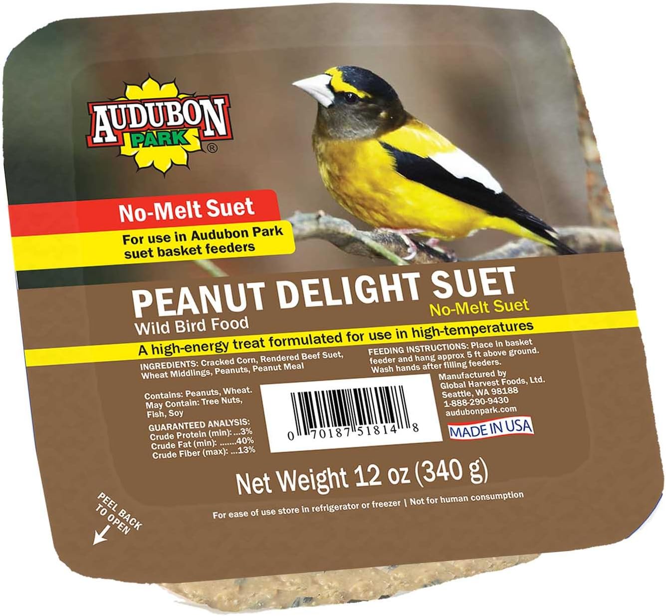 Audubon Park 13069 Peanut Delight Suet Cake Wild Bird Food