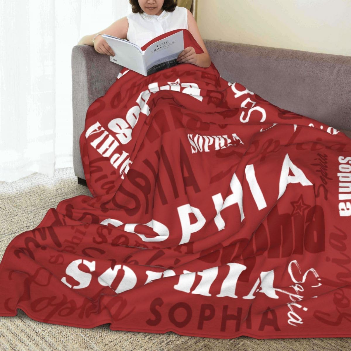 Custom Name Blankets and Throws Design Your Own Personalized Soft Warm Flannel Blanket Customized Birthday Gifts for Adults or Kids, Brown, 51"x71"