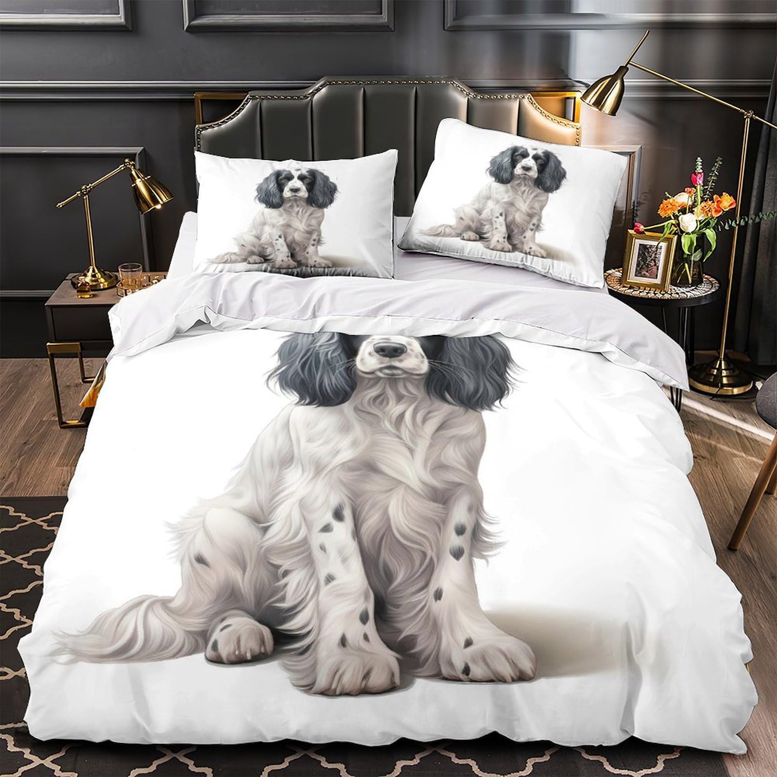 Housse de couette Springer Anglais en microfibre 135x200 cm pour lit enfant