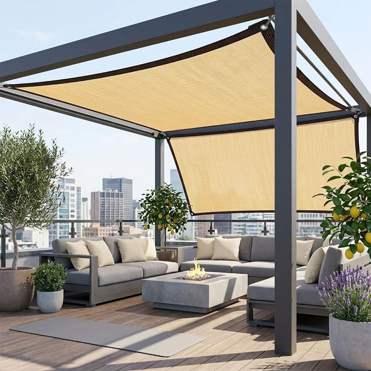 High-De 90% Sun 3 x 6,7 m plandeka siatkowa z przelotkami do Pera Patio Altana, na taras, do ogrodu, na zewnątrz, siatka