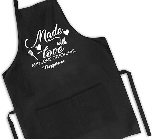 Miniatura 2 de Customizable Funny Aprons for Women Men, Personalized Kitchen Apron with 2 Pockets, Cute Baking Gifts with Custom Name, Valentines Day Mothers Day