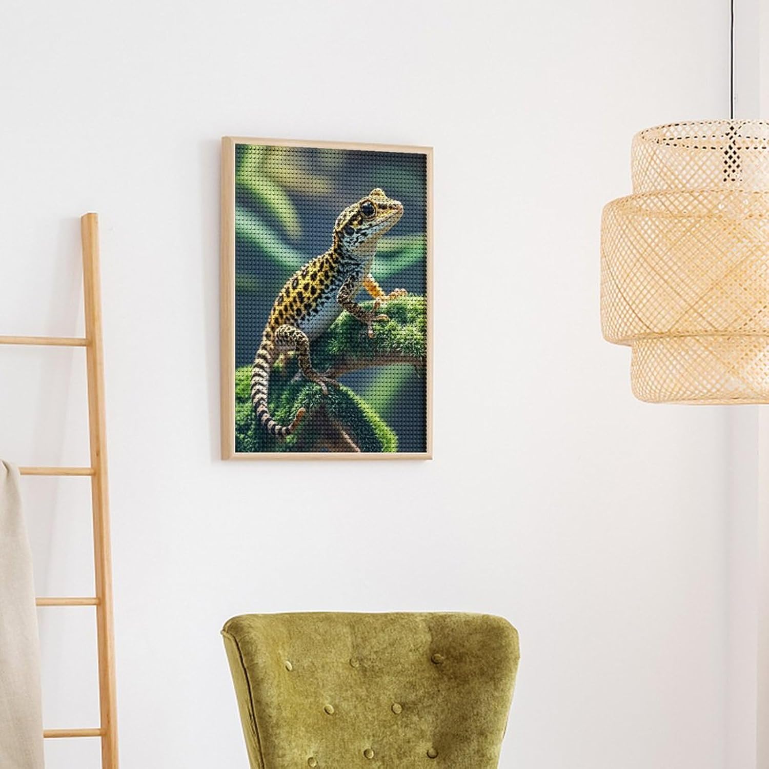 JTKLQBN Diamond Painting Kits for Adults Paint by Number for Beginners 5D Diamond Art Kit Leopard Little Gecko Full Drill Diamond Dots Paintings Round Gem Art for Wall Decor 12"x16"