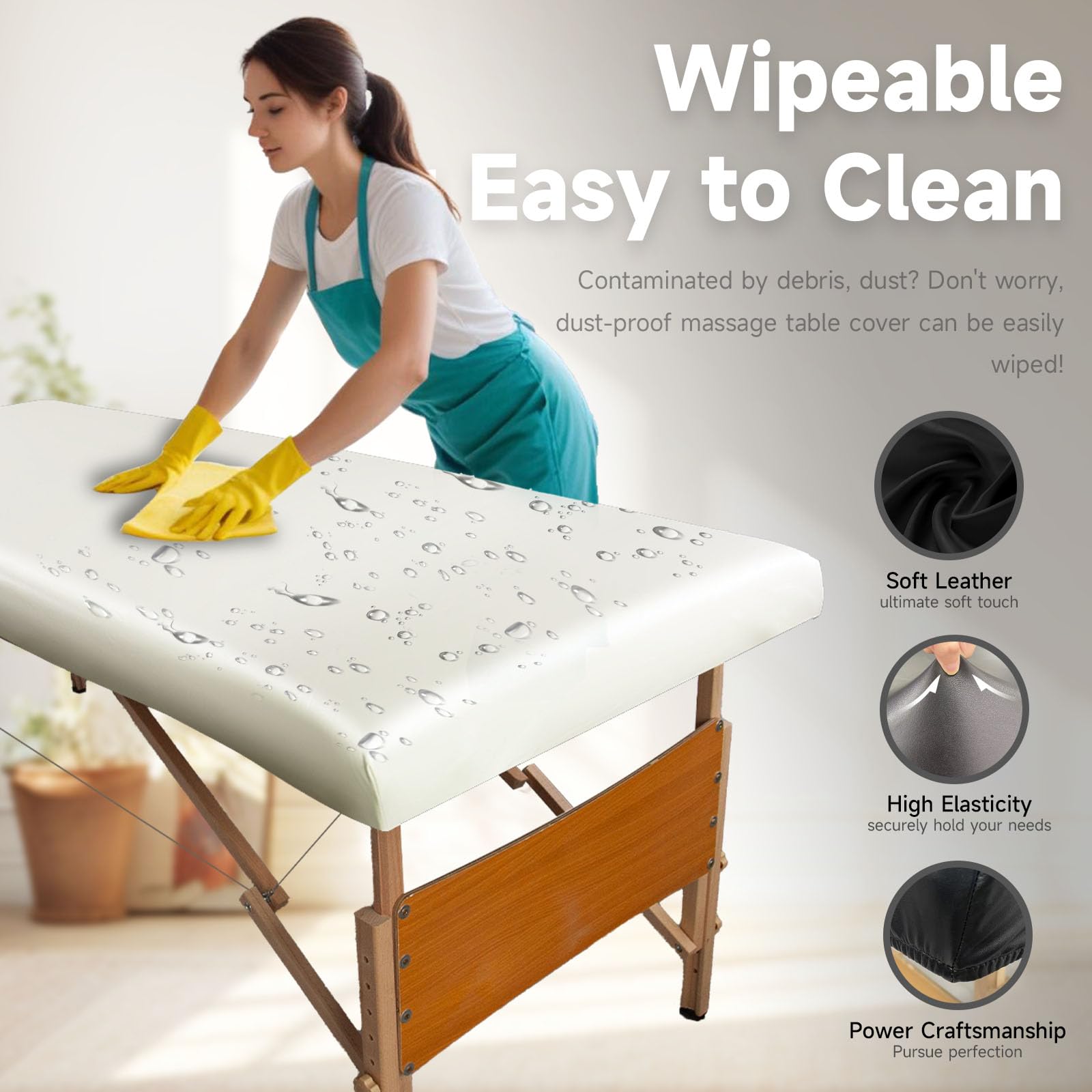 PU Leather Massage Table Cover Protector, Waterproof and Wipeable