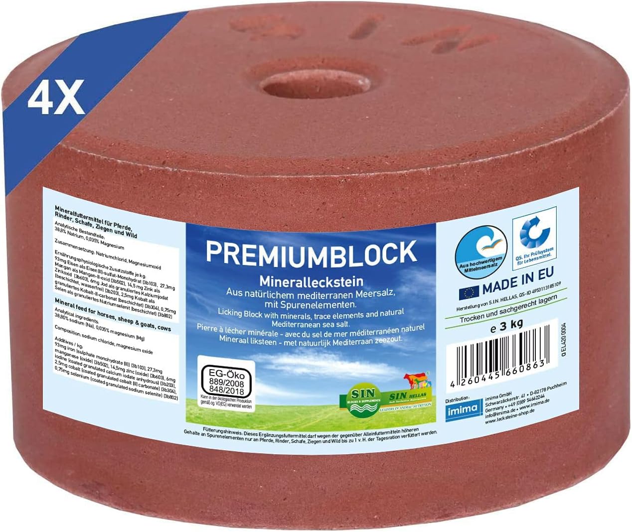 Dientes Perro Imima Mineral Lick Horse SuperMAG Salt Lick Set 4 X 3kg