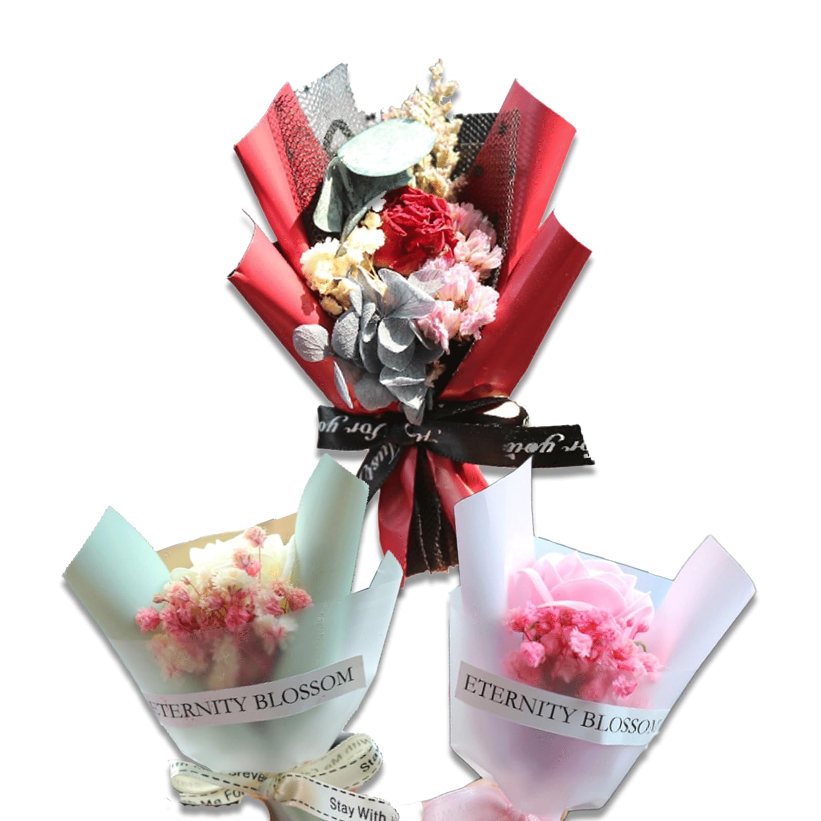 3 mini bouquet di fiori secchi, clip per bocchetta dell'aria dell'auto, decorazione per interni dell'auto, decorazione floreale per presa d'aria dell'auto, decorazione per auto, cruscotto, regali