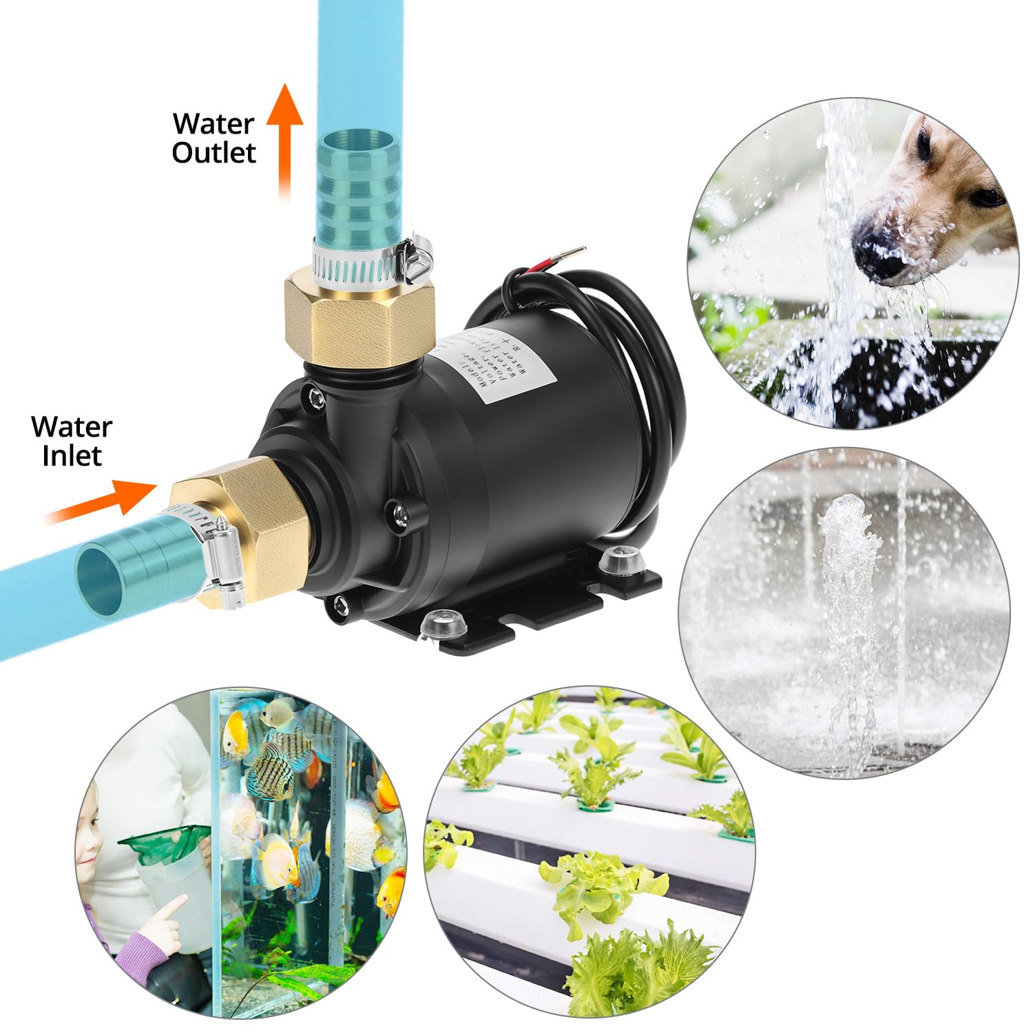 QWORK Bezszczotkowa pompa wodna DC 12 V 800 l/h, cicha pompa głębinowa z rdzeniem ceramicznym do akwarium, rdzenia pompy i zbiorników rybnych