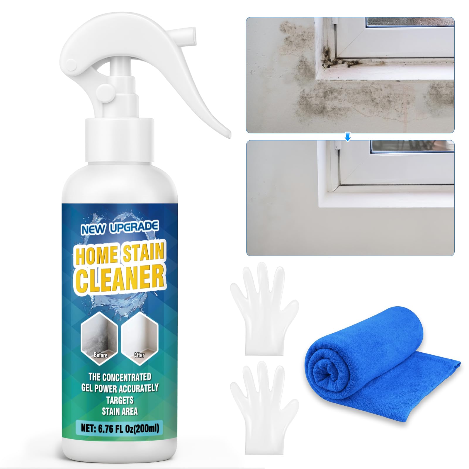 Powerful Mold Stain Cleaner, Multi-Surface Cleaning Spray for Wal...