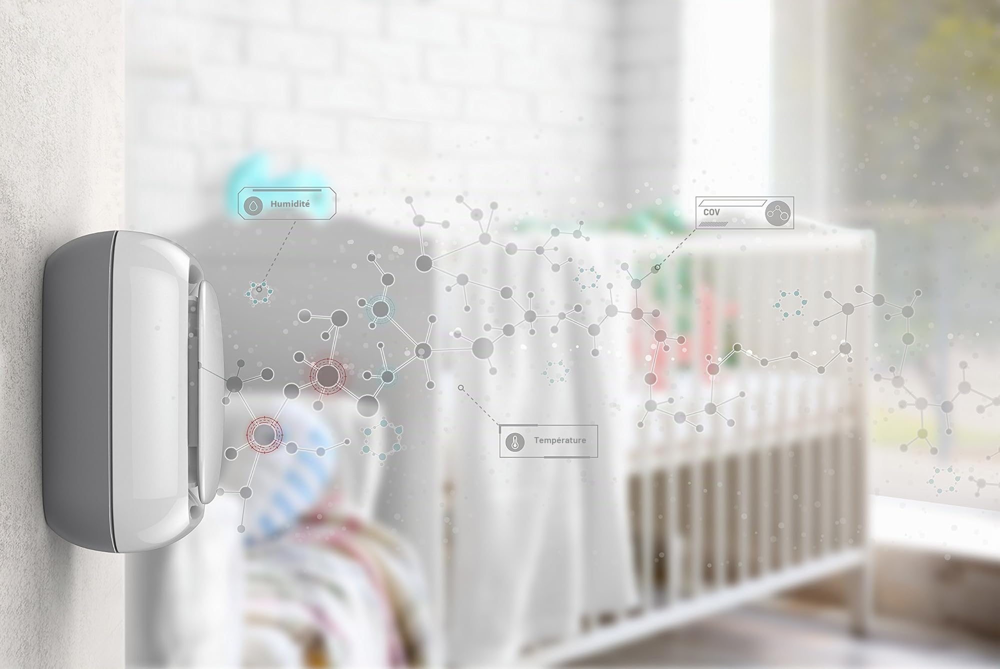 Lollipop Camera, Caméra WiFi HD pour bébé/Animaux Supporte 2 caméras ou Plus, Vision Nocturne, détecteur Audio/Pleurs, bidirectionnelle, Support Mural - Cadeau bébé, babyphone (Sensor)