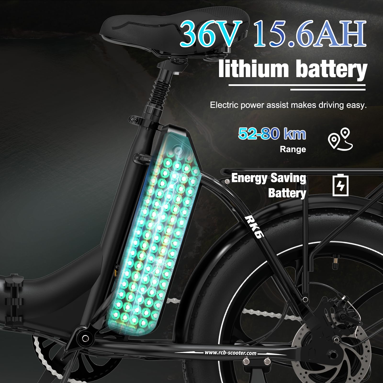 RCB 20“ Fat Tire E Bike, Elektrofahrrad Klapprad, 36V12Ah Lithium-Akku, 7-Gang Off-Road Mountainbike, Reichweite bis zu 80km, Herren und Damen Pendler Ebike