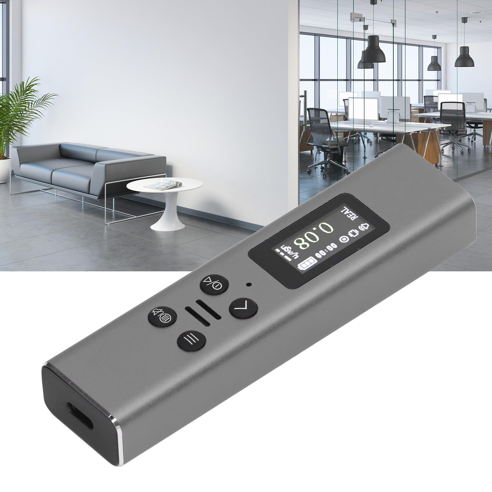 Geiger Counter USB Ładowanie z wyświetlaczem TFT HD 400 mAh detektor promieniowania jądrowego do domu (srebrny)
