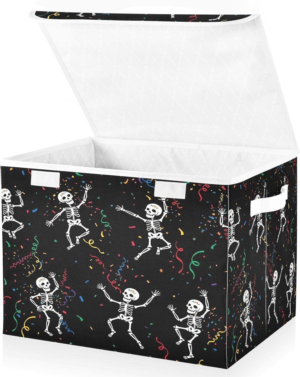 Dancing Skeletons Celebrate Party Fun Storage Bins with Lids Foldable Storage Basket with Handles Collapsible Large Fabric Organizer Containers for Clothes Shelves Closet Office Home