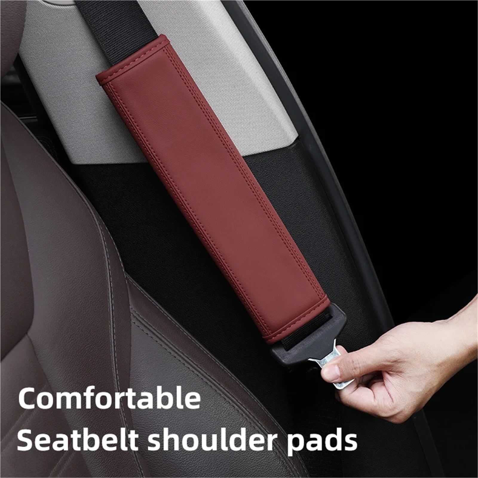 Copri cintura di sicurezza, Copri cintura di sicurezza Accessori protezione for spallacci regolabili in pelle PU(Brown 2pcs)