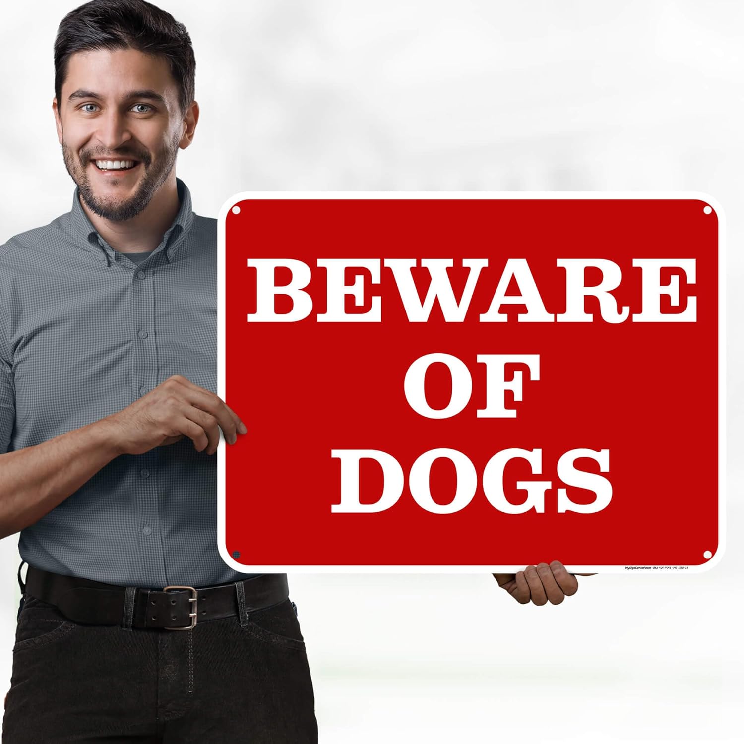 Beware of Dogs Sign, 18x24 Inches, 55 mil thick HDPE (high density polyethylene), Made in USA by My Sign Center