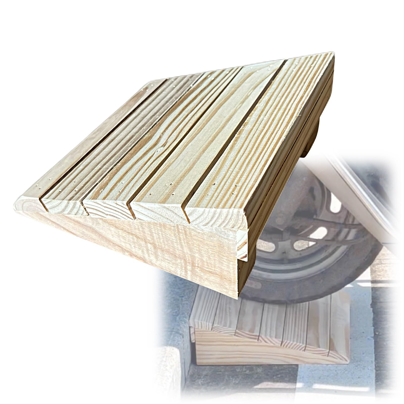 Rampas para Silla de Ruedas de Madera, Altura de 7 cm a 15 cm, Portátil, Antideslizante y Ligera, para Casas, Puertas, Patios y Entradas(20x25.8x13cm)