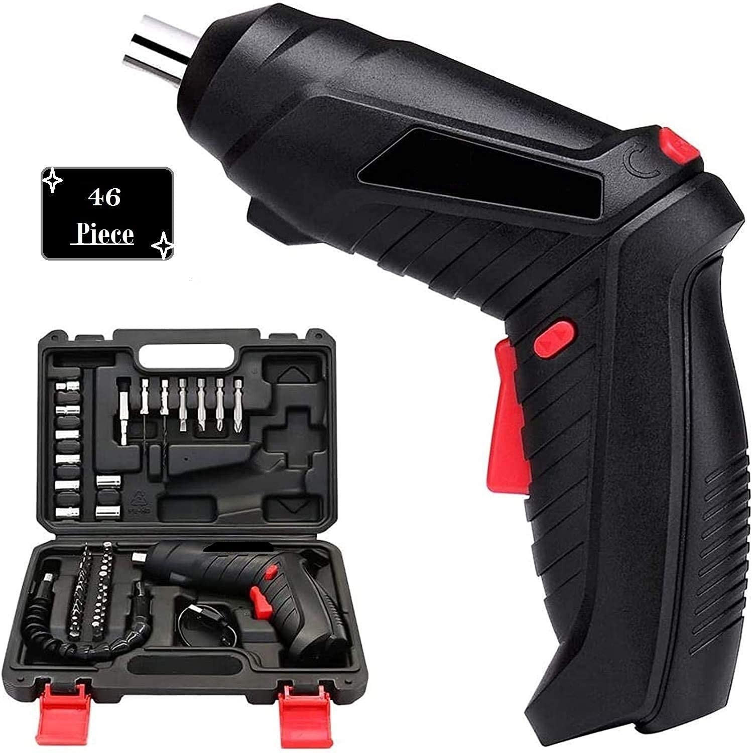 Inllex Metal Electric Screwdriver with 47 pcs Screwdriver Bit Set, Front LED Light, Flexible Shaft, Carrying Case, for Household - [Black-Pack of 1] (B094NMQNXX) Amazon Price History, Amazon Price Tracker