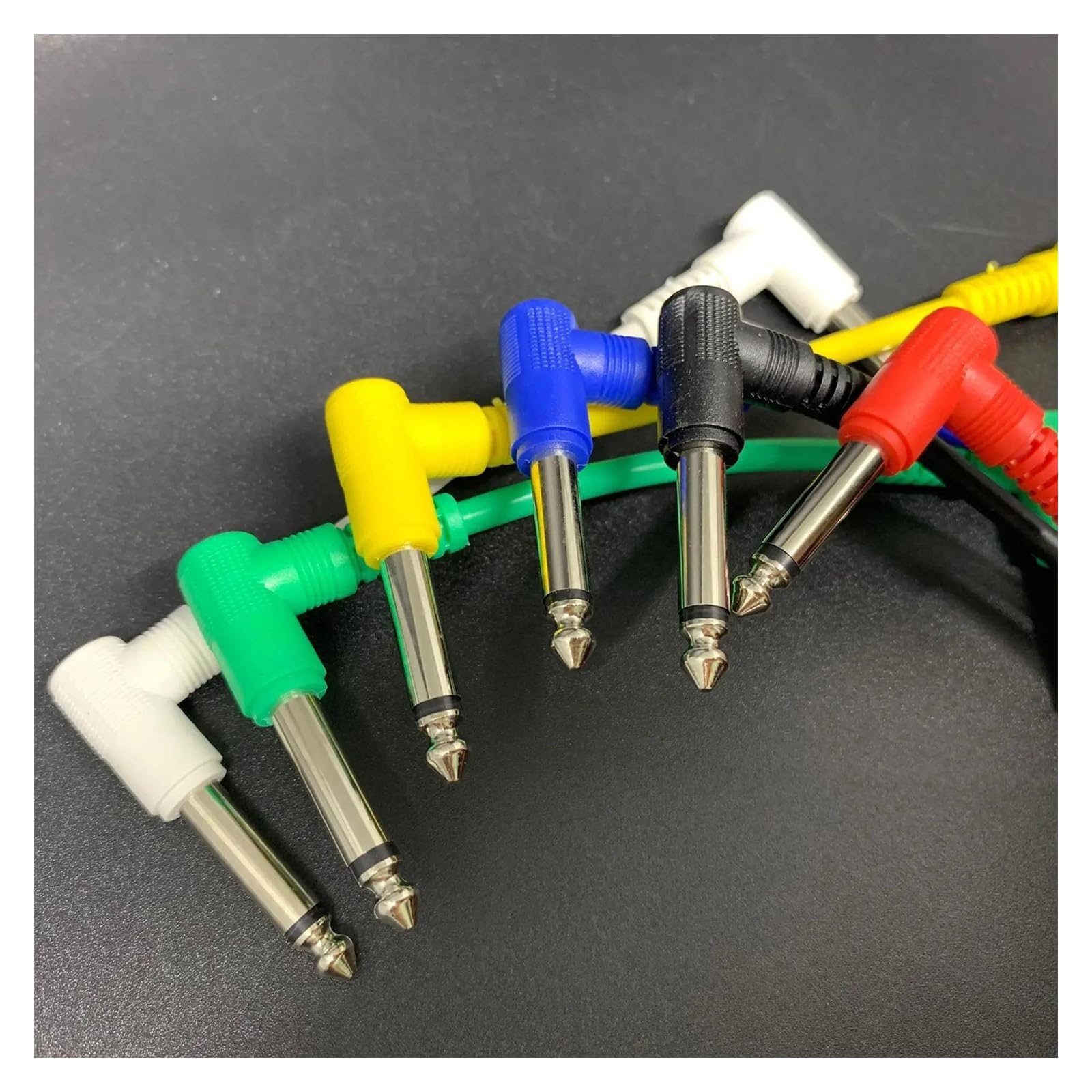 6 Szt. Kolorowe Ekranowane Kable Audio Do Gitary Elektrycznej O Niskim Poziomie Hałasu Prowadzi 1/4 Kątowy Kabel Krosowy Pedału Gitary Kabel do Instrumentów Gitarowych (Color : 30cm)