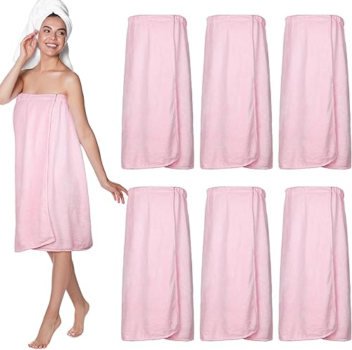 6 toallas de baño para mujer, bata de spa con cierre ajustable, parte superior elástica, ligera, toalla