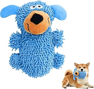 Semezzia 2 Pieces Rattle Teeth Cleaning Toys Dog Colors, Indestructible Dog Toys, Dog Toys, Stuffed Animals, Yellow and Blue, Dog Toys for Small Medium Large Breeds