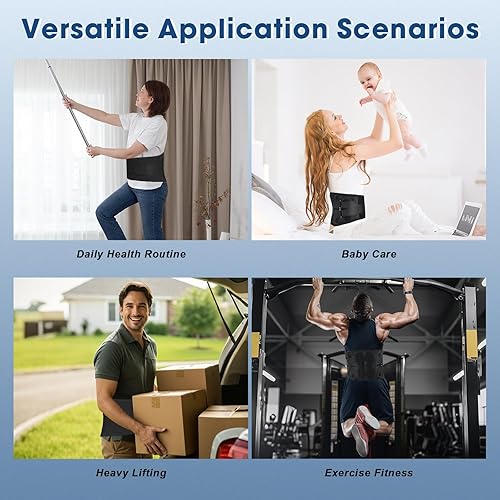 Miniatura 5 de Soporte de espalda para aliviar el dolor de espalda baja, cinturón de apoyo de espalda para hombres y mujeres, 6 soportes de metal, tela de malla