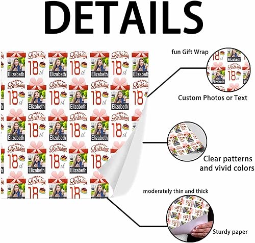 Miniatura 9 de Papel de regalo personalizado, divertido papel de regalo para cara, foto, nombre, Día del Padre, rollo de regalo para papá, hombres, mujeres, niños,